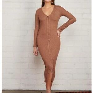 Rachel Pally Rib Snap front Metallic dress